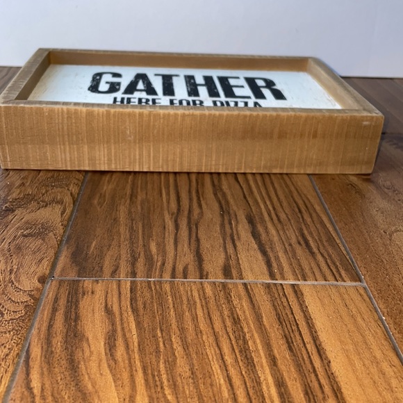 Primitives By Kathy | Gather Here For Pizza Sign 🍕 | 10" x 2.5" x 6.5" - Picture 6 of 6